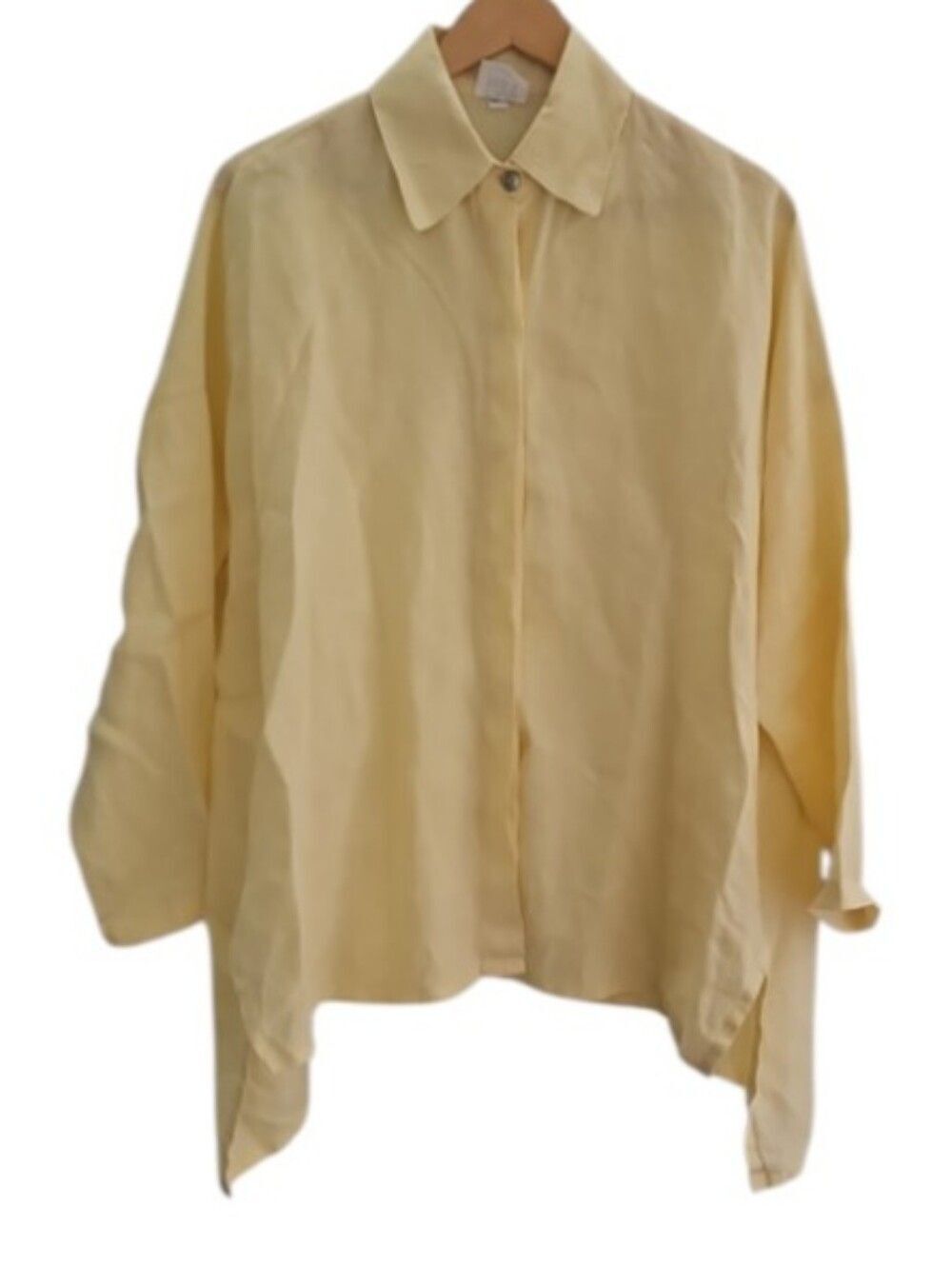 Planet Lauren G 100% Linen Shirt Women XL Butter Yellow Oversized Lagenlook Top